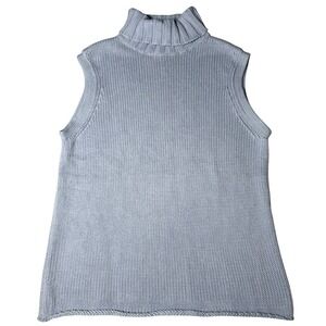 Bagatelle Womens Light Blue 100% Cotton Chunky Knit Turtleneck Sweater Vest XL